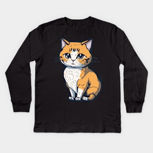 Cool Feline in Shades: Whiskered Purrfection for Cat Miaw Lovers Kids Long Sleeve T-Shirt